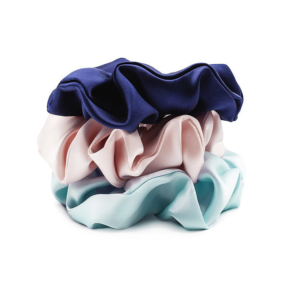 Pure Silk Scrunchies Trio Pack - Various Colours-The Silk Lady-Day Dream Trio-www.hellomom.co.za