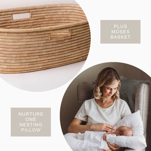 Moses Basket with Nurture One Nesting Cushion-Moses Basket-Ko-coon-Natural, Keyhole Handles-www.hellomom.co.za