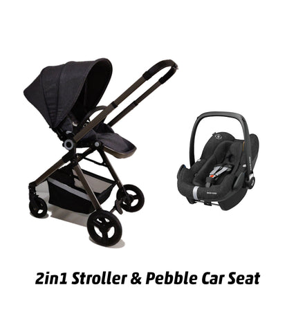 Alfa Kids Stroller plus Pebble Pro car seat in Black-Travel Systems-Alfa Kids-No-www.hellomom.co.za