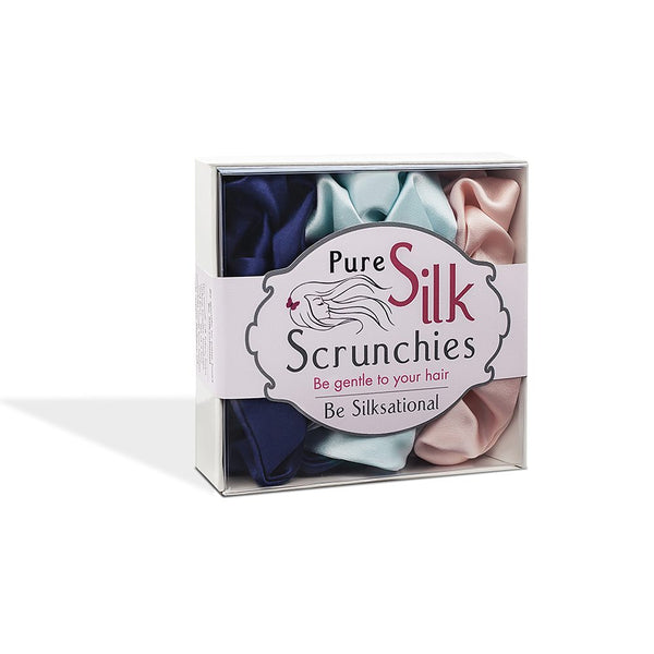 Pure Silk Scrunchies Trio Pack - Various Colours-The Silk Lady-Chocolate Trio-www.hellomom.co.za