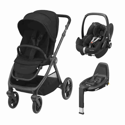 Maxi Cosi Oxford Travel System with Pebble Pro Car Seat and FamilyFix 3-Travel Systems-Maxi Cosi-Essential Black-www.hellomom.co.za