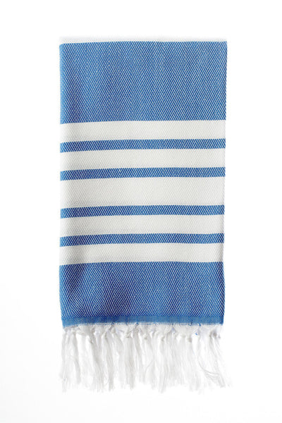 Herringbone Turkish Towel - various colours-Towels-The Cotton Company-Blue and White-www.hellomom.co.za