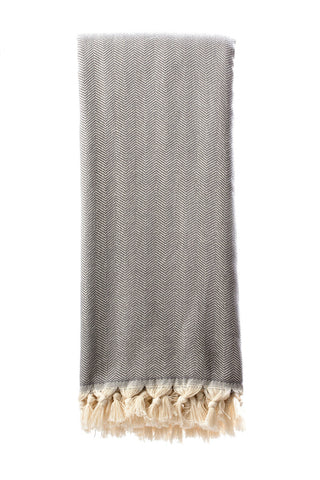 Herringbone Turkish Blanket Dark Grey-Blankets-The Cotton Company-www.hellomom.co.za