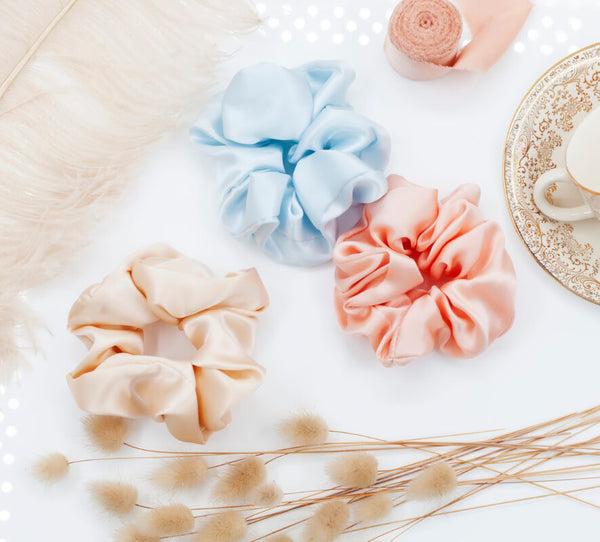 Pure Silk Scrunchies Trio Pack - Various Colours-The Silk Lady-Summer Love Trio-www.hellomom.co.za