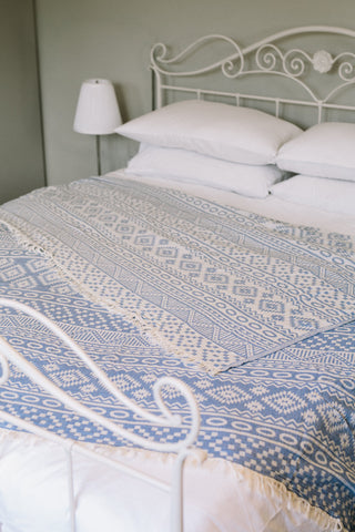 Motif Turkish Blanket Blue-Bedding-The Cotton Company-www.hellomom.co.za