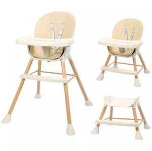 BabyWombWorld AdaptaGrow 4-in-1 Beige High Chair with Wood Grain-Highchairs-Baby Womb World-www.hellomom.co.za