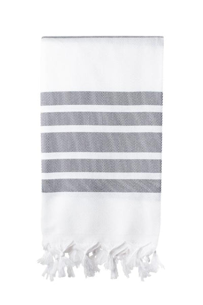 Herringbone Turkish Towel - various colours-Towels-The Cotton Company-White and Dark Grey-www.hellomom.co.za