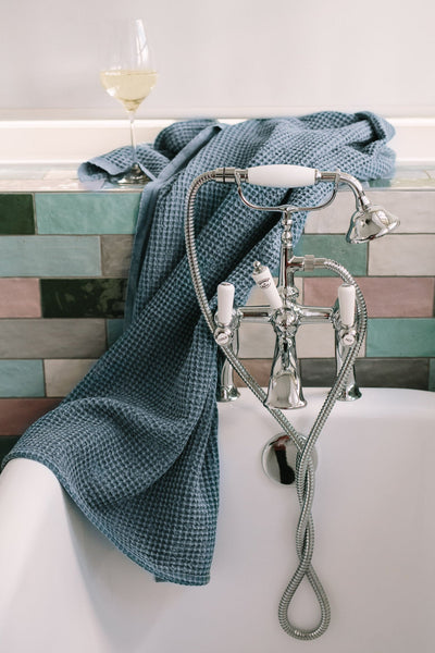 Waffle Weave Turkish Towel - various colours-Towels-The Cotton Company-Petrol Blue-www.hellomom.co.za