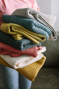 Waffle Weave Turkish Towel - various colours-Towels-The Cotton Company-White-www.hellomom.co.za