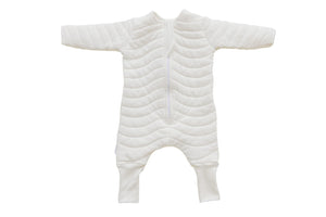 Long sleeve Quilted Merino wool Romper(3 to 6 months)-Baby clothing-Ko-coon-Milky White-www.hellomom.co.za